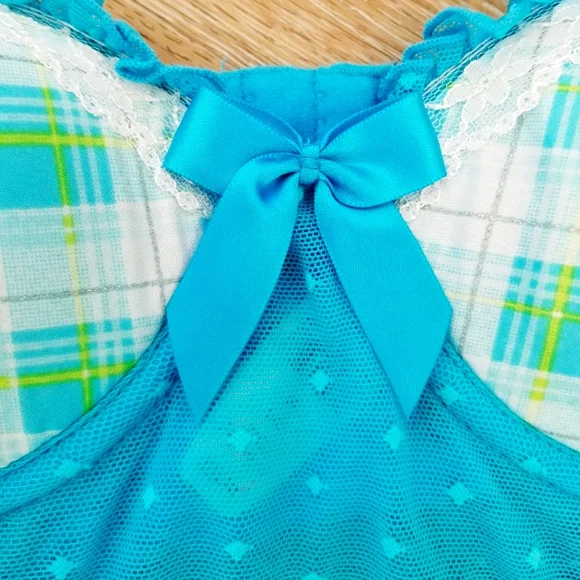 Victoria's Secret Vintage Sexy Little Things Blue Plaid Ruffle Bustier Bra NWT - Picture 15 of 16
